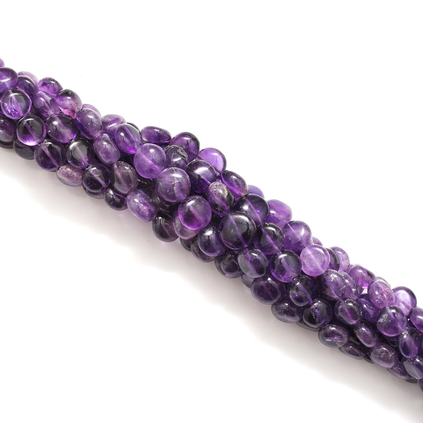 Natural Amethyst Coin Beads – Center Drilled 10-11 mm – 16" Strand DIY Gemstone Beads