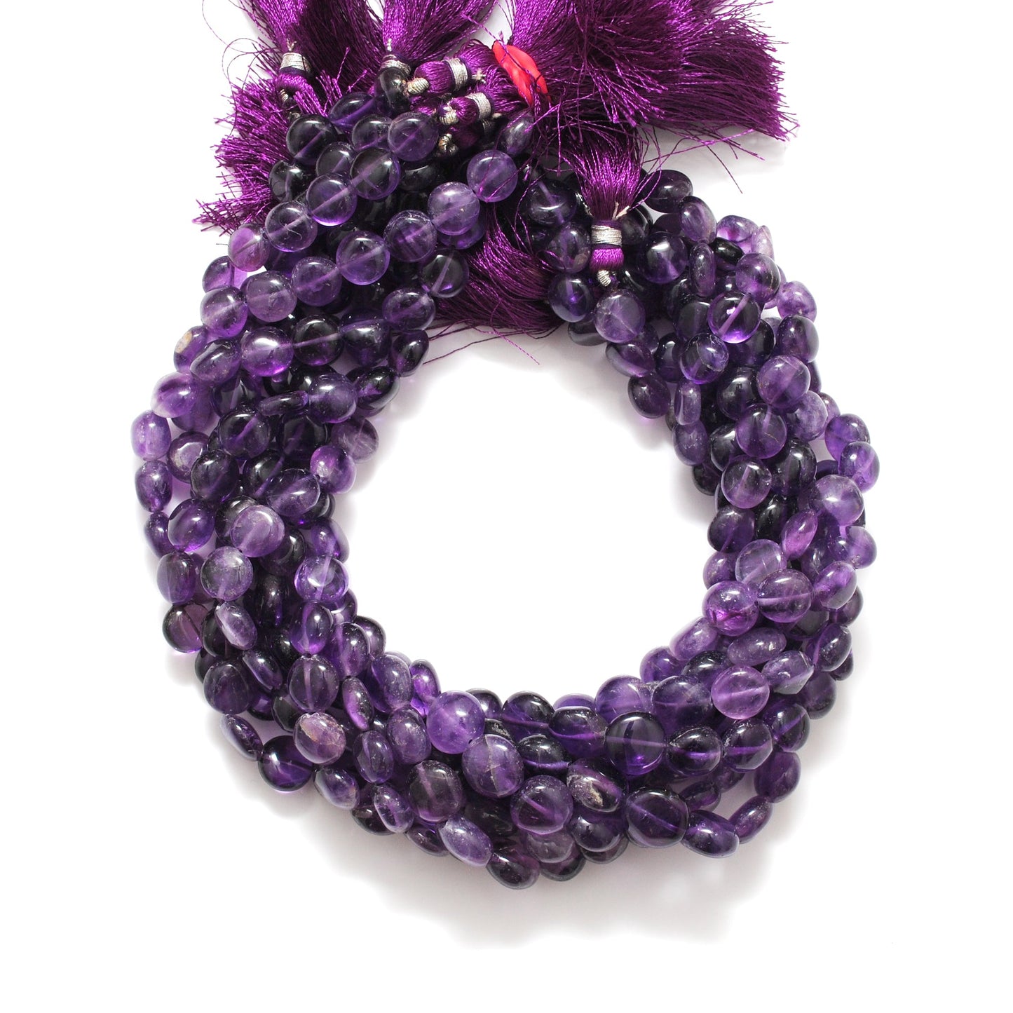 Natural Amethyst Coin Beads – Center Drilled 10-11 mm – 16" Strand DIY Gemstone Beads