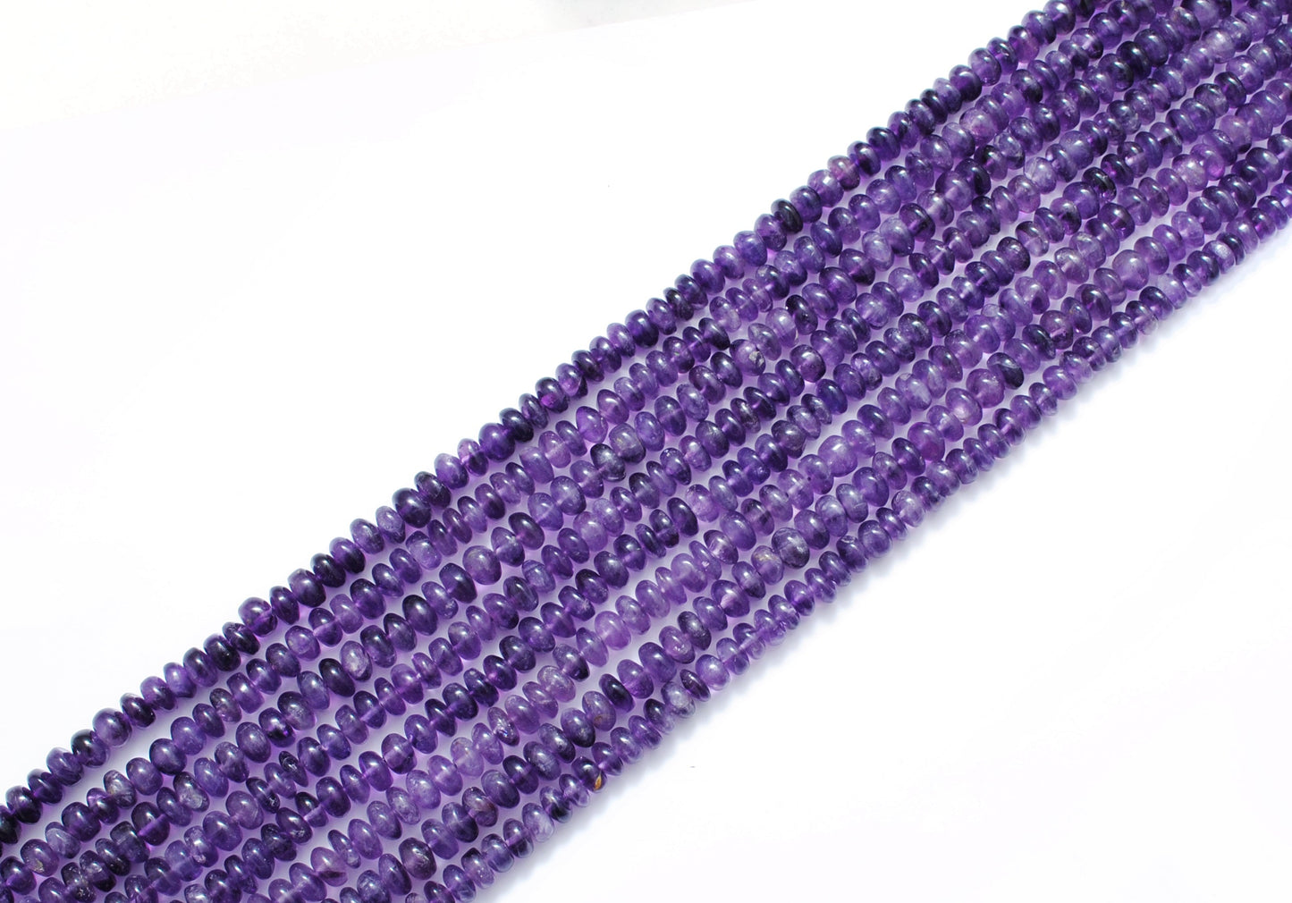 Natural Amethyst Rondelle Beads, 7-9mm – 16" Strand for Custom Jewelry Making