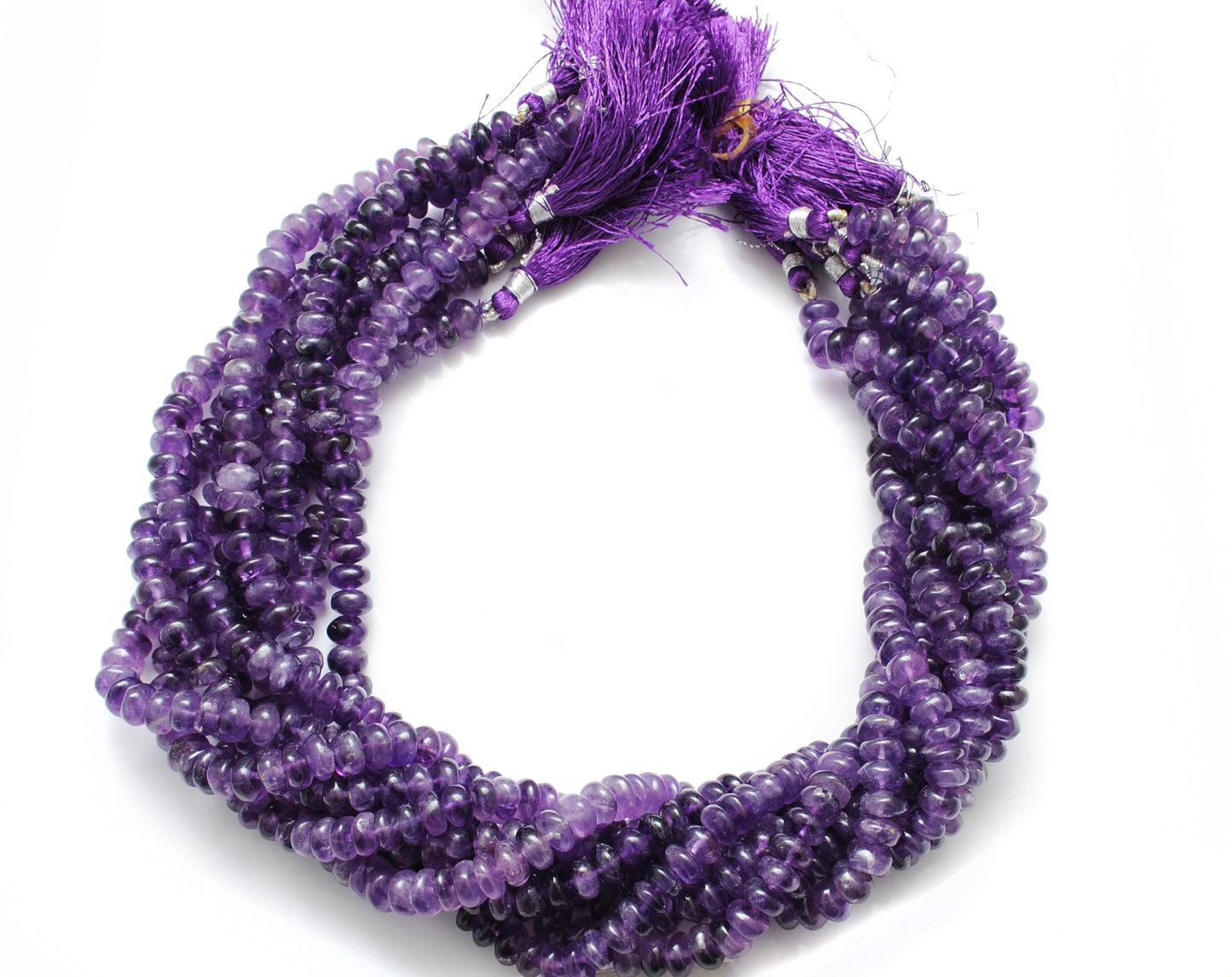 Natural Amethyst Rondelle Beads, 7-9mm – 16" Strand for Custom Jewelry Making