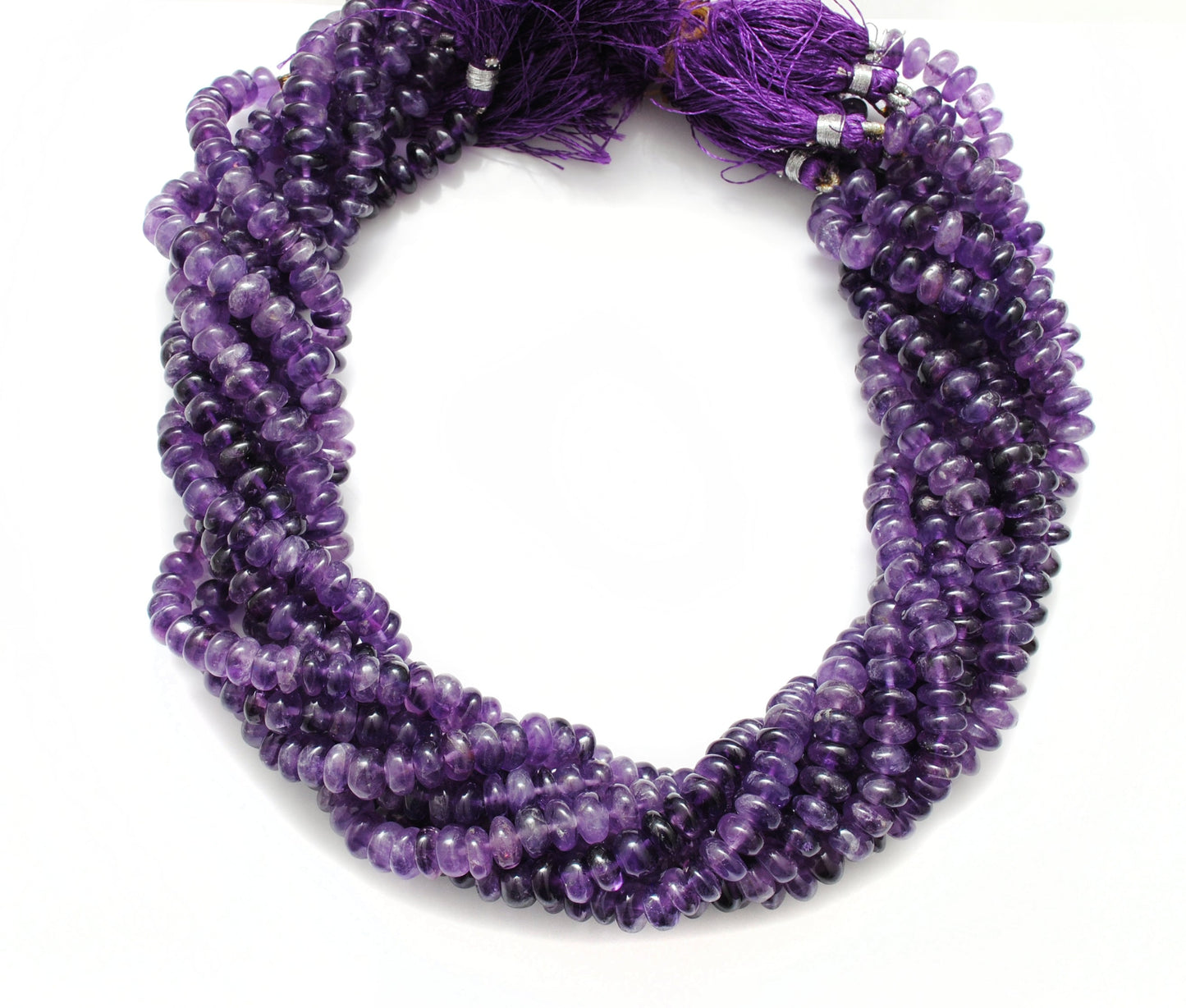 Natural Amethyst Rondelle Beads, 7-9mm – 16" Strand for Custom Jewelry Making