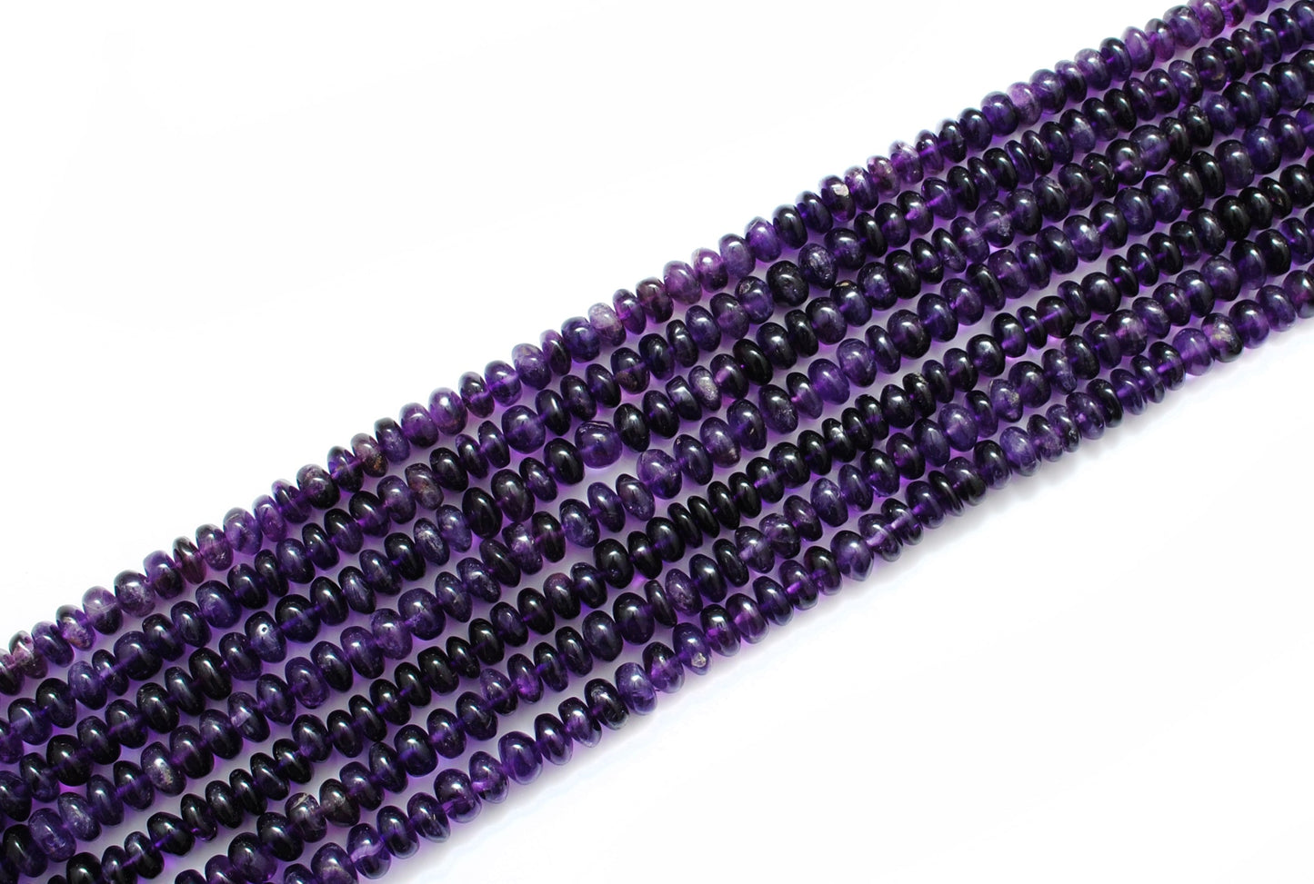 Natural Amethyst Rondelle Beads, 7-9mm – 16" Strand for Custom Jewelry Making