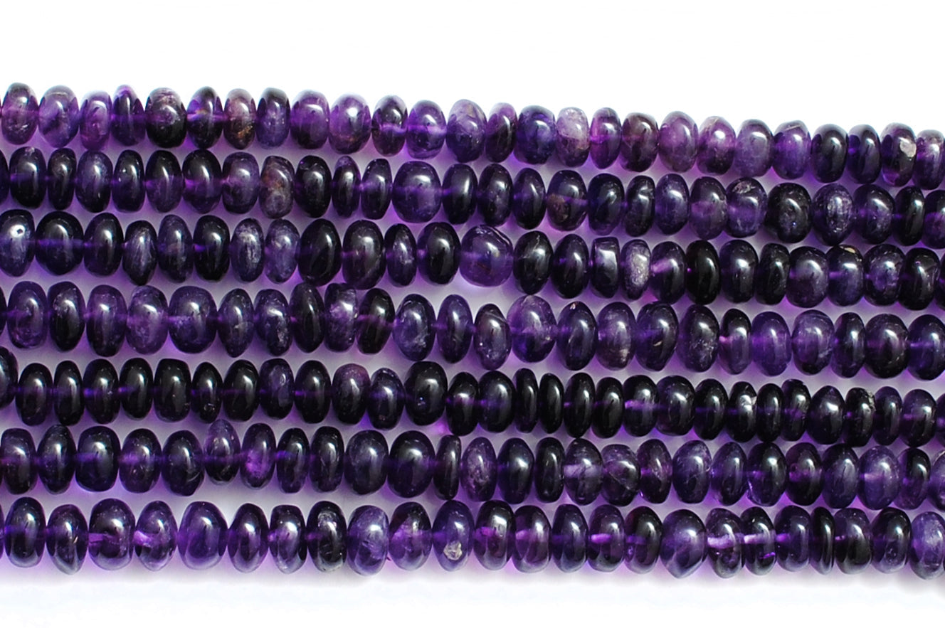 Natural Amethyst Rondelle Beads, 7-9mm – 16" Strand for Custom Jewelry Making