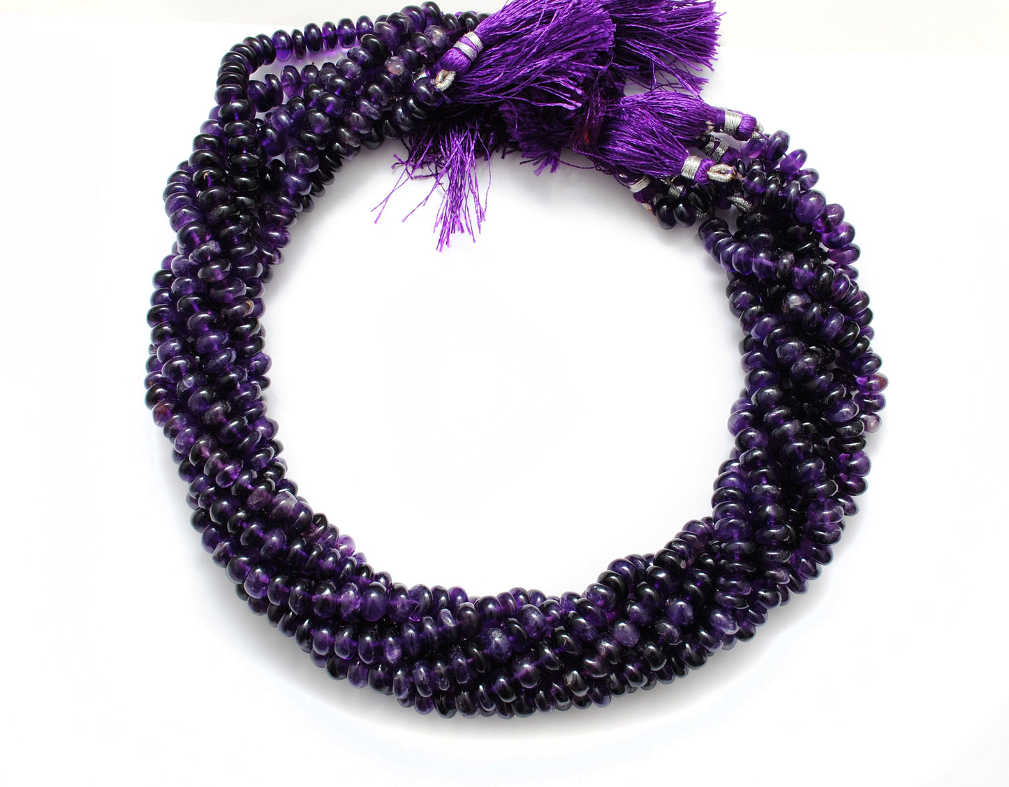 Natural Amethyst Rondelle Beads, 7-9mm – 16" Strand for Custom Jewelry Making