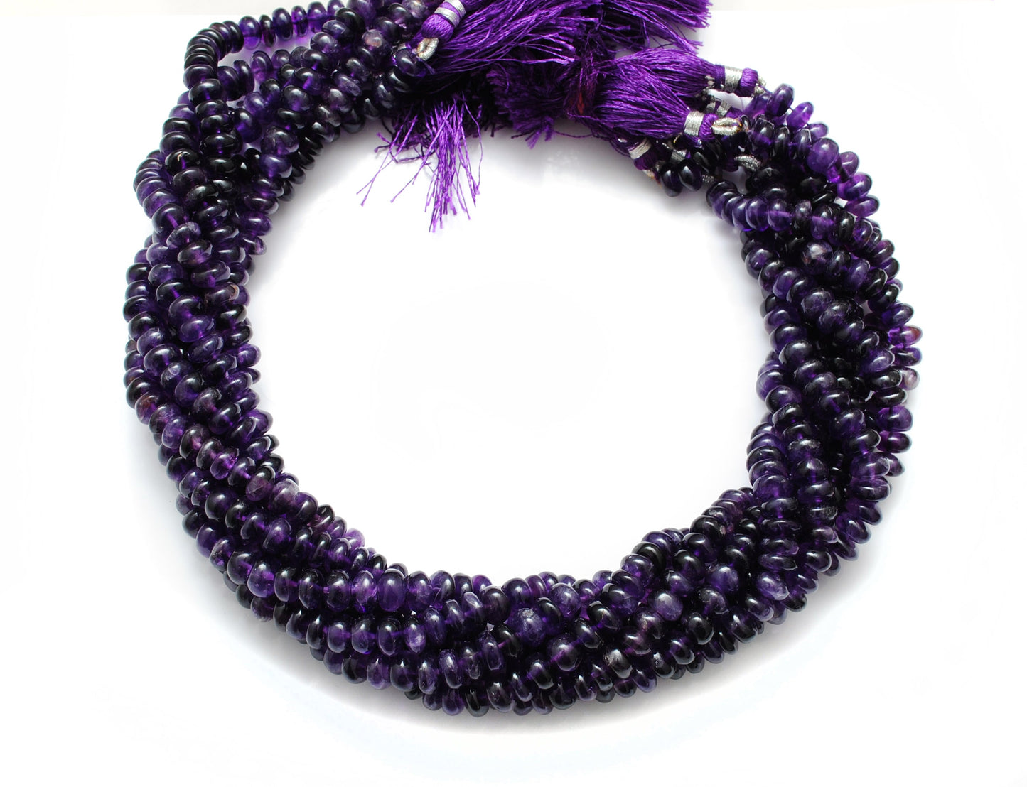 Natural Amethyst Rondelle Beads, 7-9mm – 16" Strand for Custom Jewelry Making
