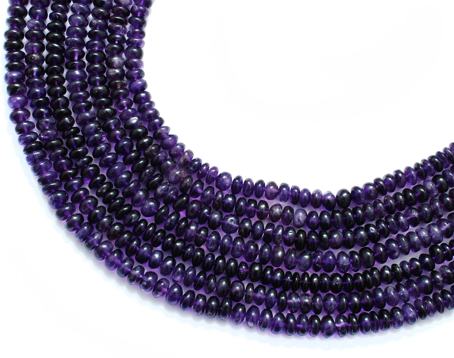 Natural Amethyst Rondelle Beads, 7-9mm – 16" Strand for Custom Jewelry Making