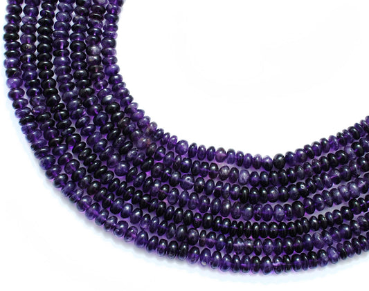 Natural Amethyst Rondelle Beads, 7-9mm – 16" Strand for Custom Jewelry Making