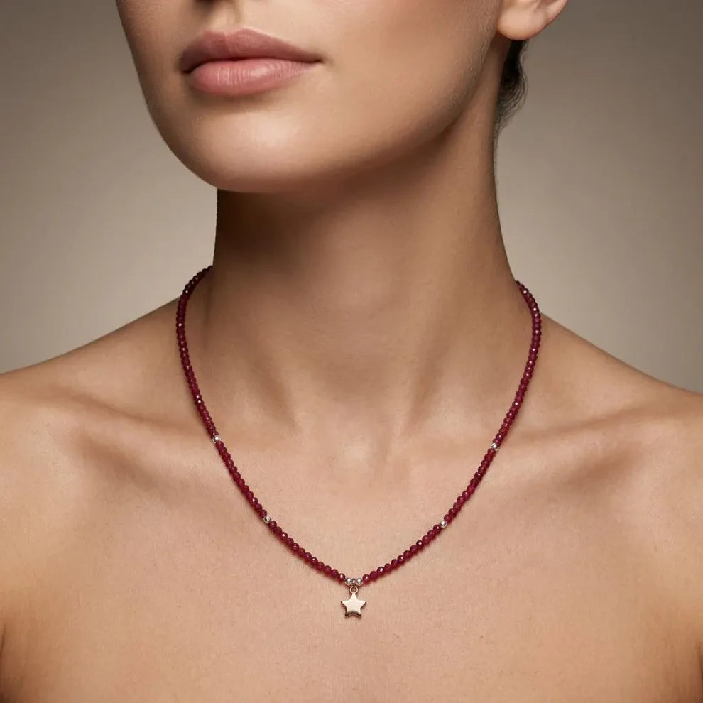 18" Natural Ruby Necklace – 2.40mm Faceted Gemstone Beads