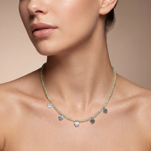 Natural Prehnite Beaded Necklace Jewelry