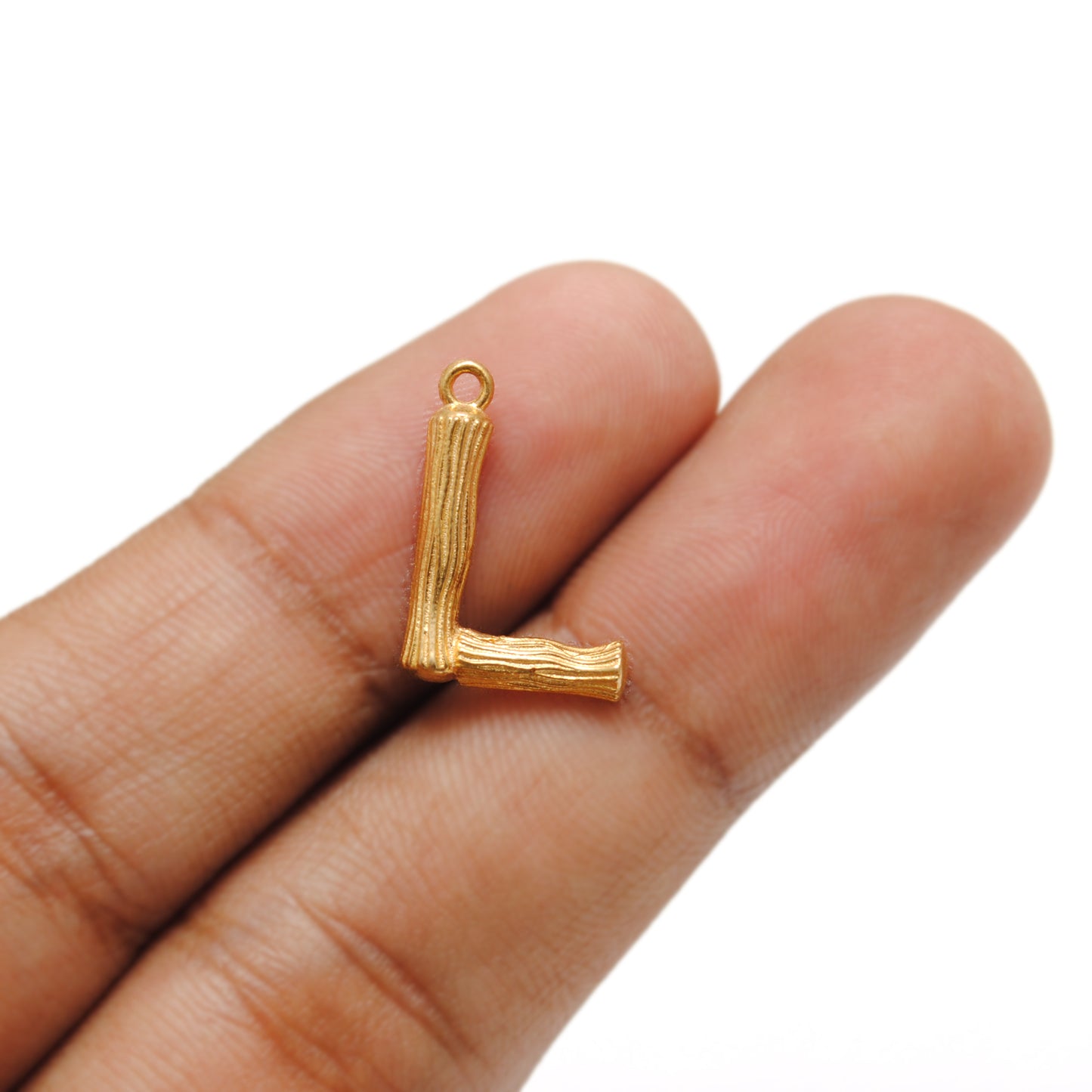 18k Solid Yellow Gold L Initial Letter Charm Pendant