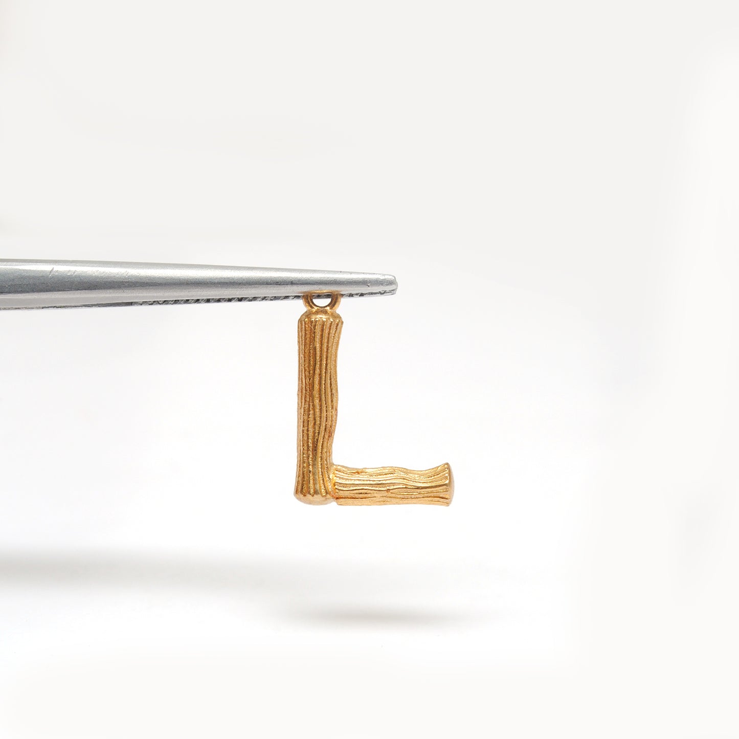 18k Solid Yellow Gold L Initial Letter Charm Pendant