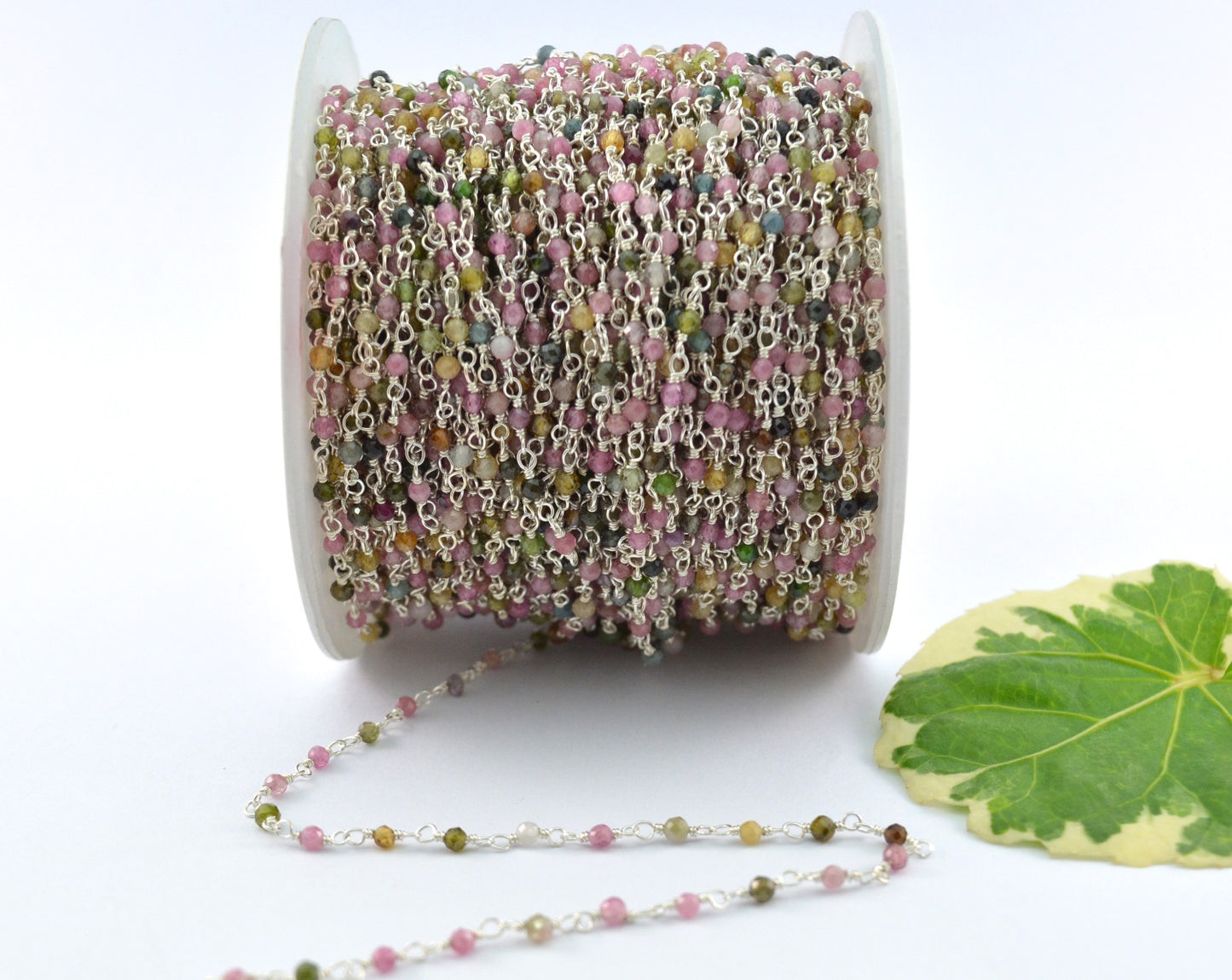 925 Gold Silver Rosary Chain with Tourmaline - 2.00mm