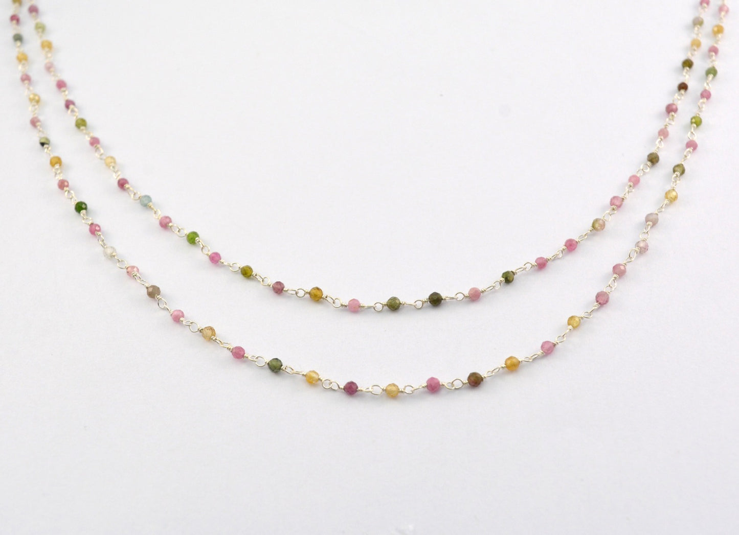 925 Gold Silver Rosary Chain with Tourmaline - 2.00mm