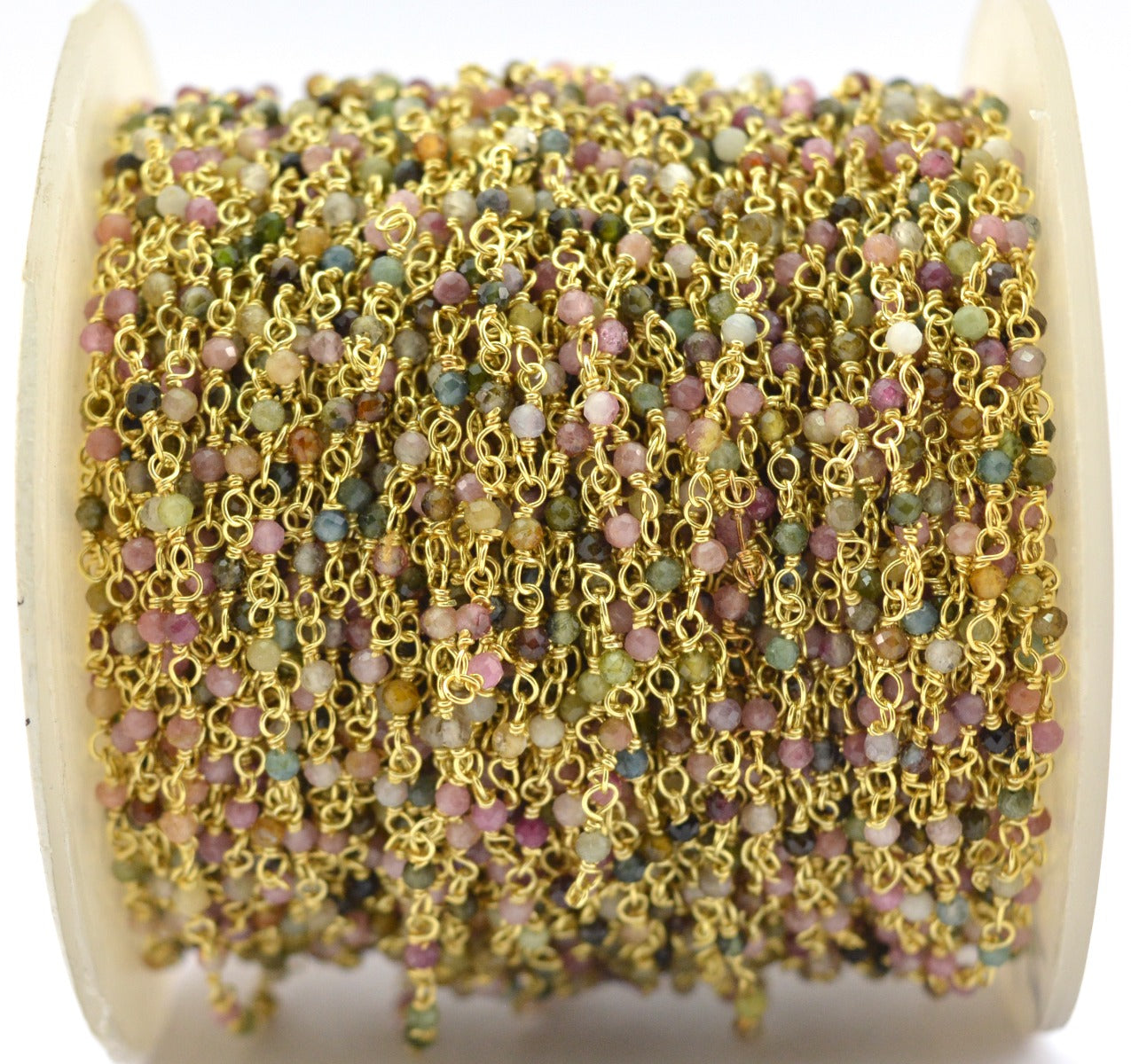 925 Gold Silver Rosary Chain with Tourmaline - 2.00mm