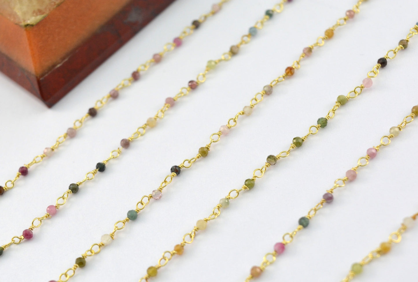 925 Gold Silver Rosary Chain with Tourmaline - 2.00mm