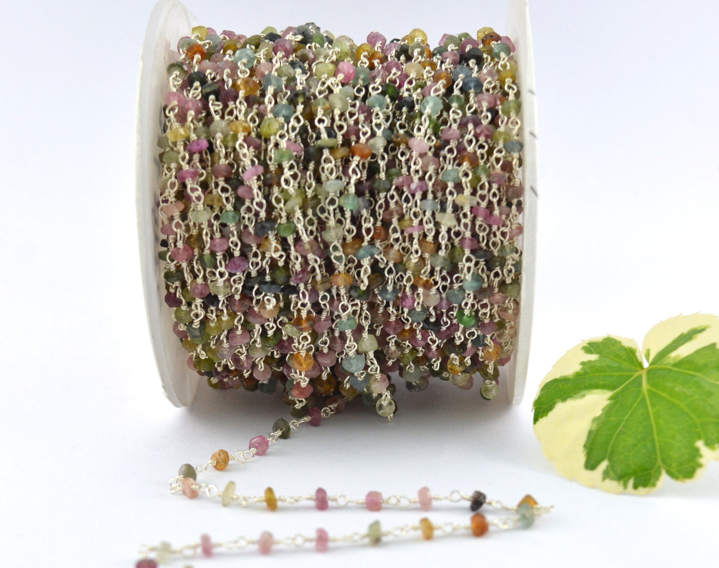 Stylish Tourmaline Rosary Chain in 925 Silver - 2mm