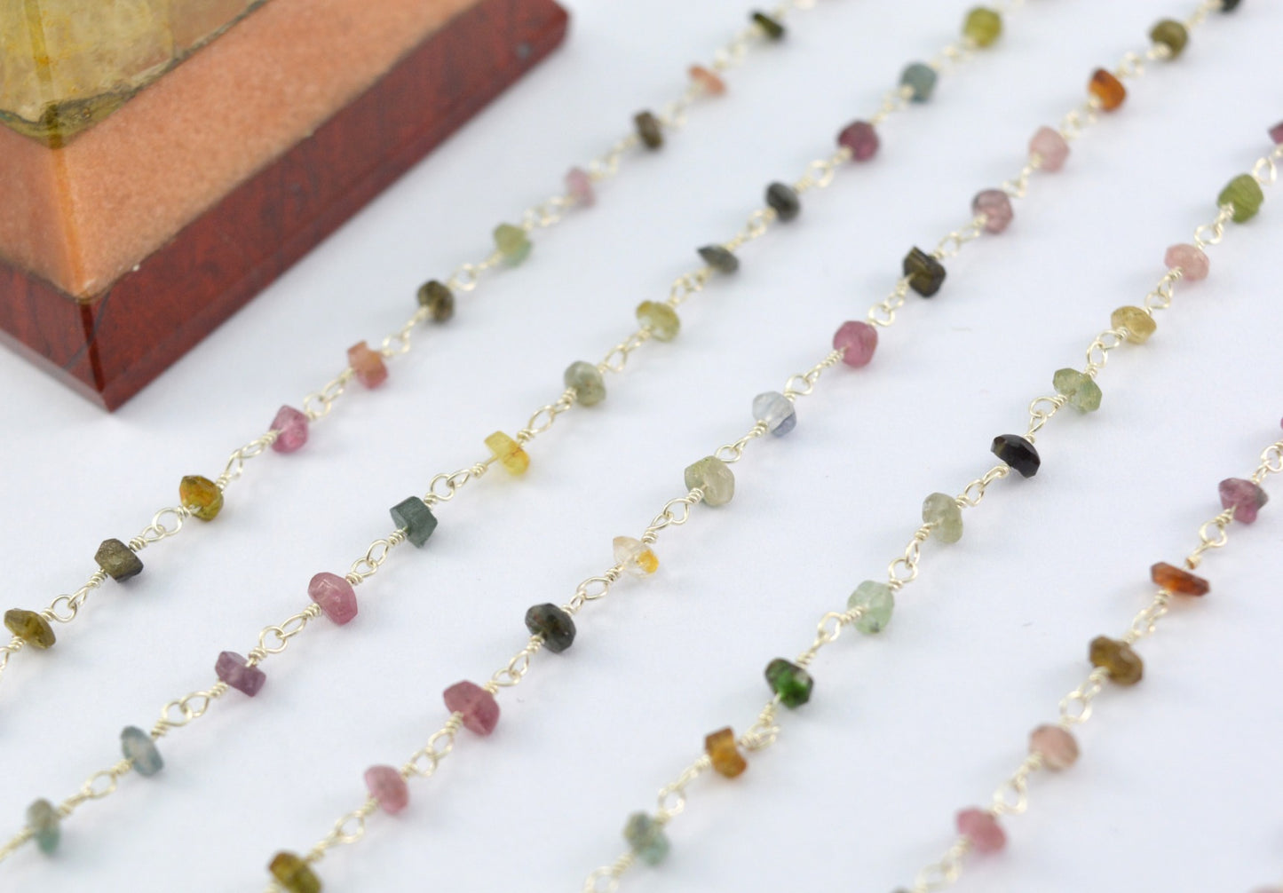 Stylish Tourmaline Rosary Chain in 925 Silver - 2mm