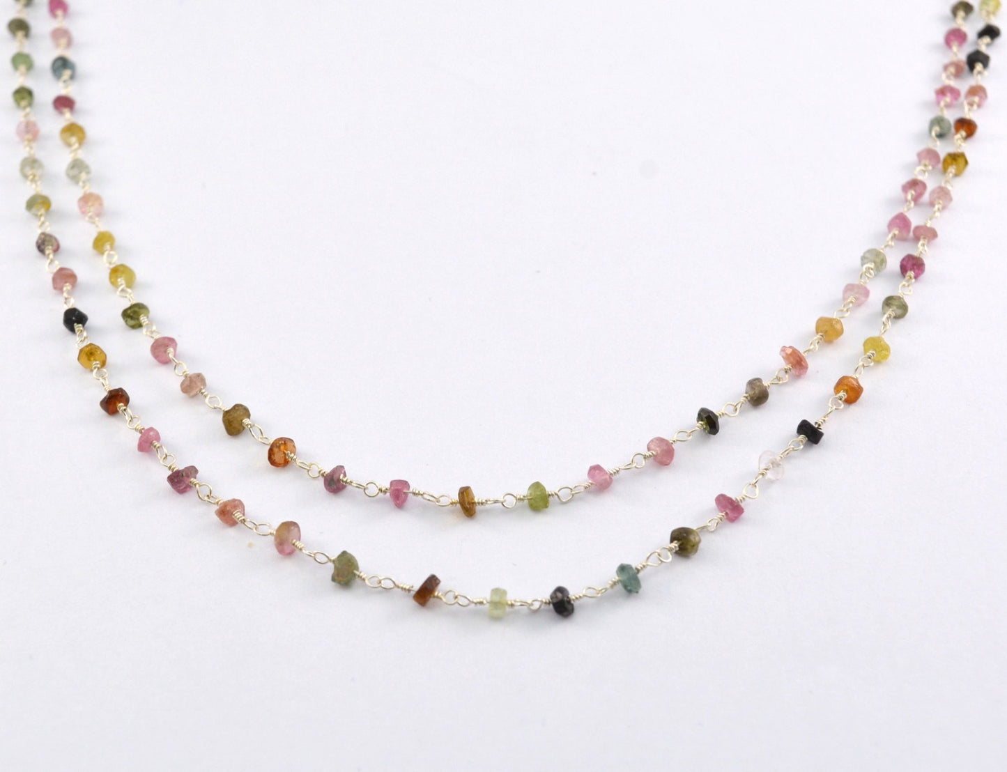 Stylish Tourmaline Rosary Chain in 925 Silver - 2mm