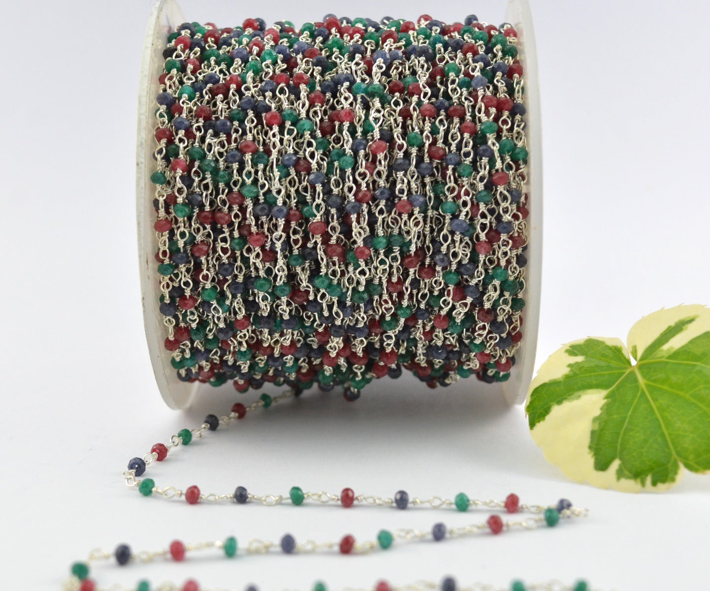 Elegant Emerald Rosary Chain in 925 Silver Gold - 2.00mm