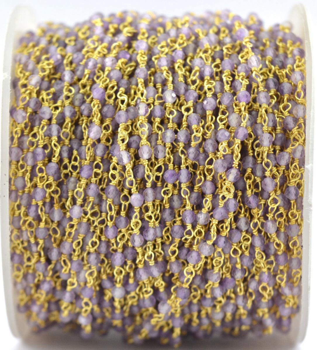 Artisan 925 Silver Gold Rosary Chain - Amethyst 2mm