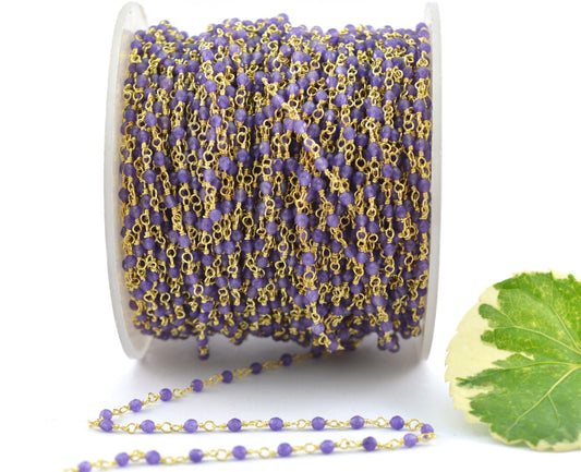 Graceful Rosary Chain - Amethyst 925 Gold Silver 2mm