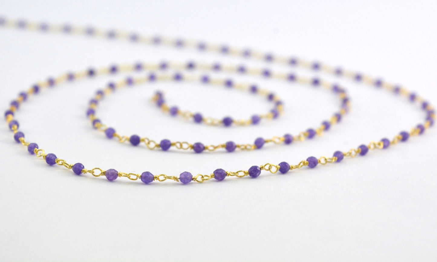 Graceful Rosary Chain - Amethyst 925 Gold Silver 2mm