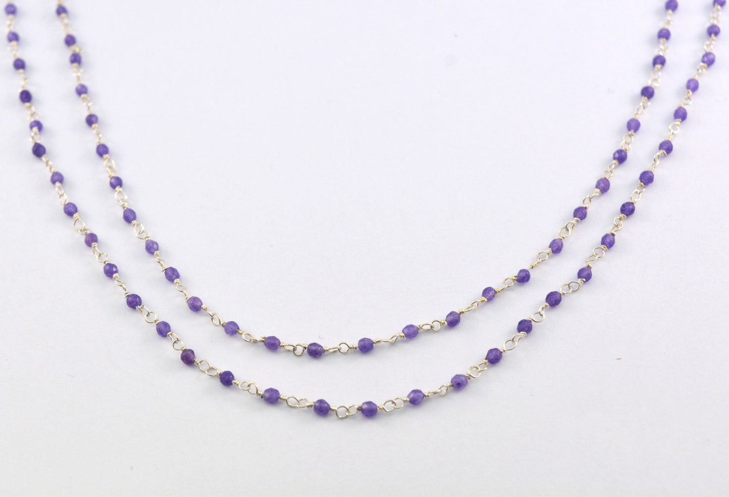Graceful Rosary Chain - Amethyst 925 Gold Silver 2mm