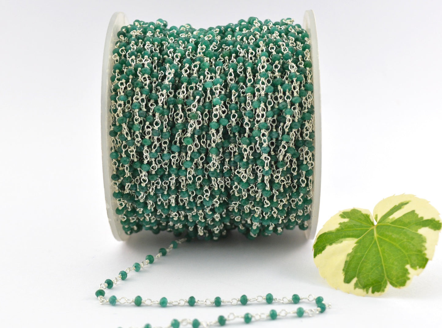 Artisan Rosary Chain - Emerald 925 Silver Gold 2.00mm