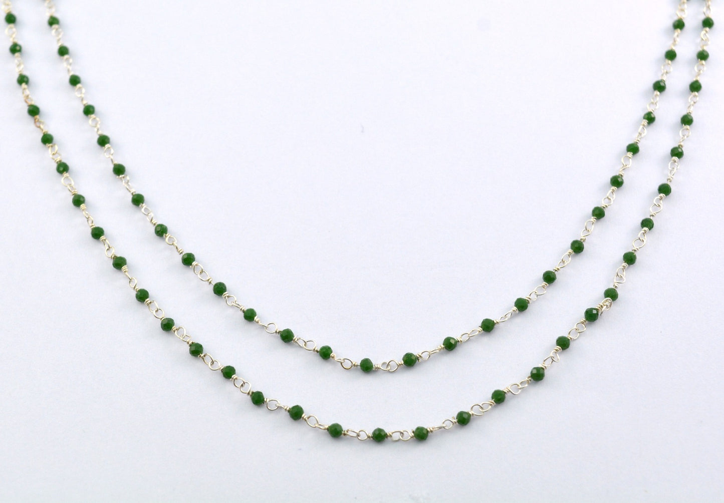 Beautiful Stone Rosary Chain in 925 Gold Silver - 2mm