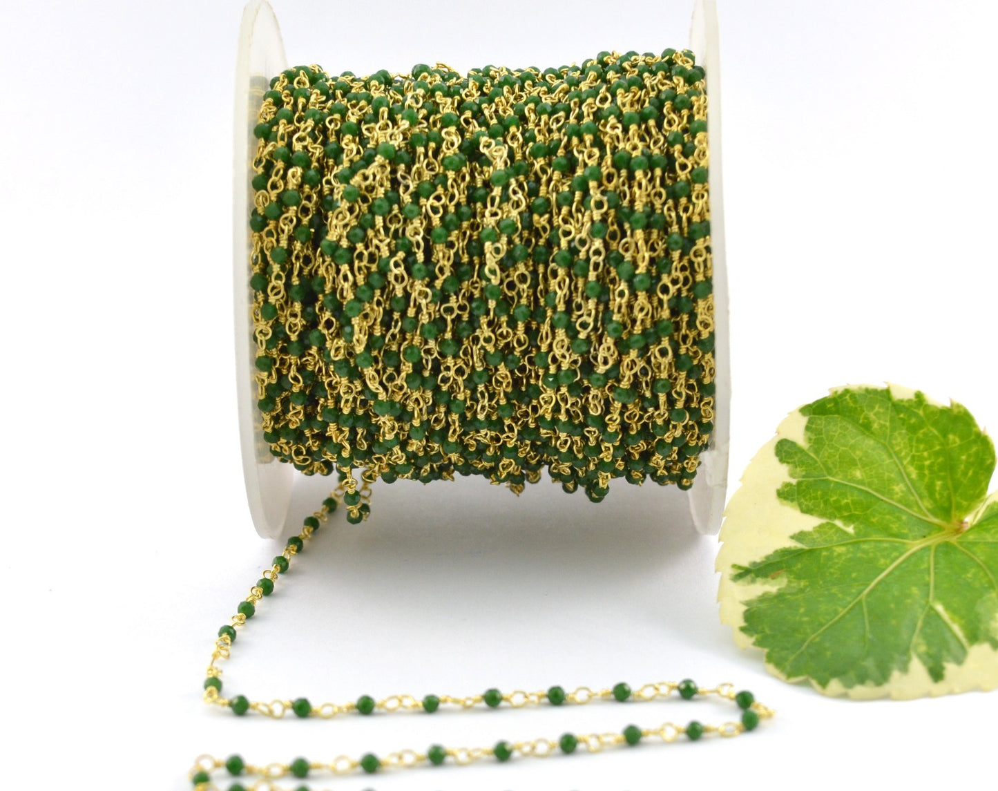 Beautiful Stone Rosary Chain in 925 Gold Silver - 2mm