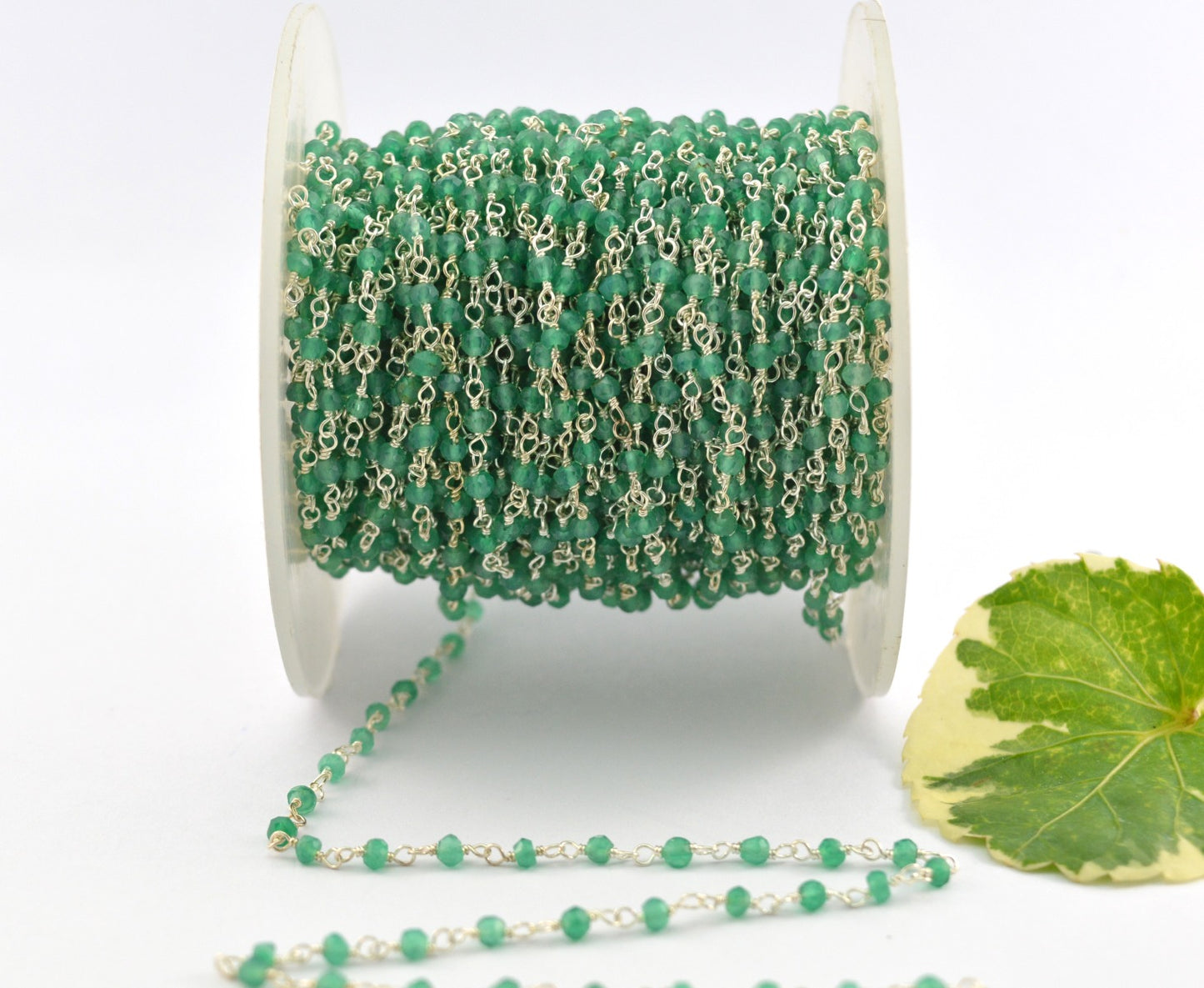 925 Silver Gold Rosary Chain with Onyx - 2mm