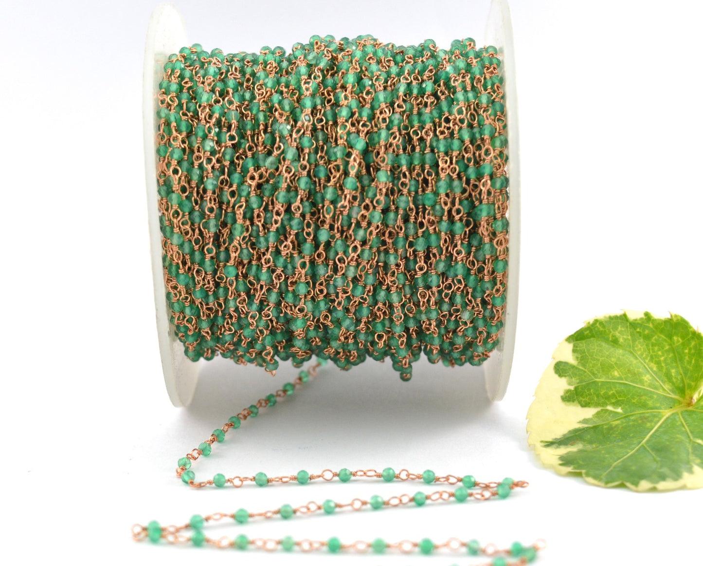 925 Silver Gold Rosary Chain with Onyx - 2mm