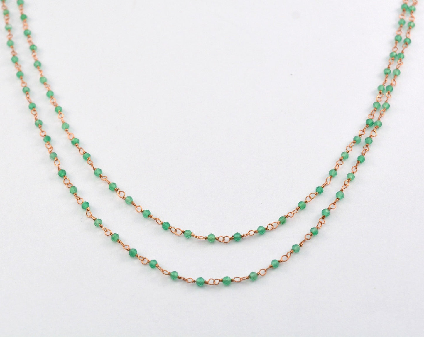 925 Silver Gold Rosary Chain with Onyx - 2mm