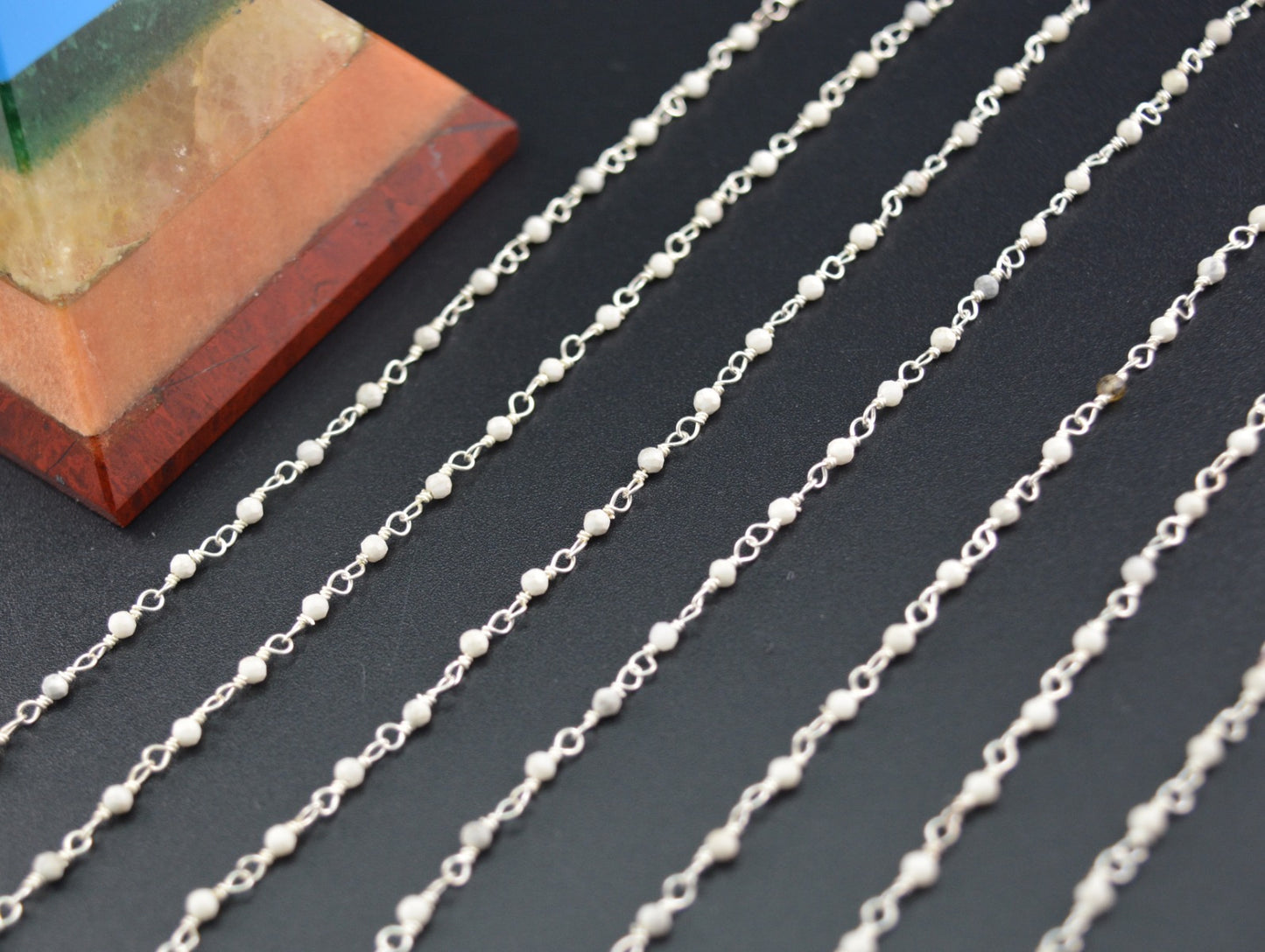 Radiant 925 Silver Rosary Chain - Howlite 2mm