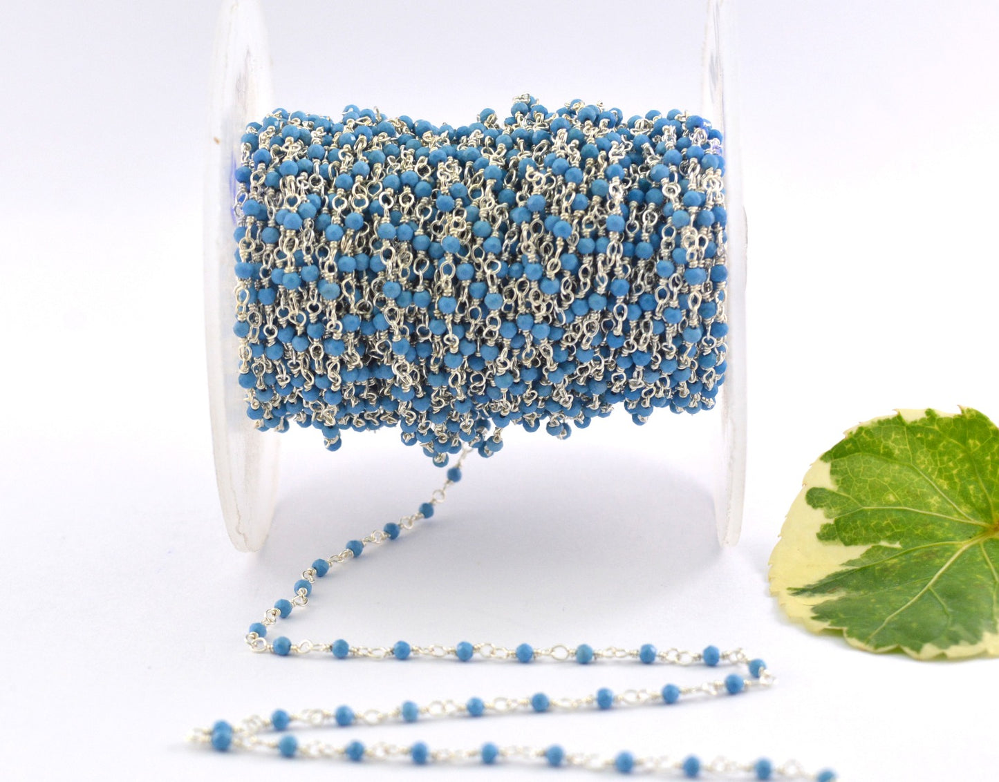 Turquoise Rosary Chain - 925 Silver, 2mm