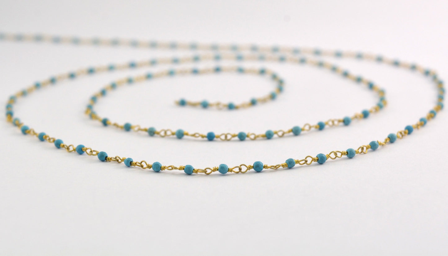 Turquoise Rosary Chain - 925 Silver, 2mm