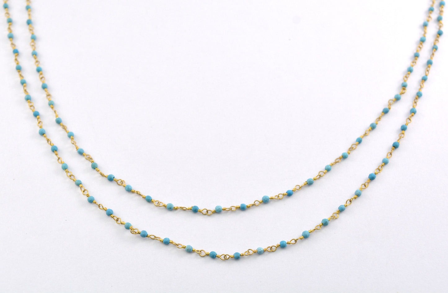 Turquoise Rosary Chain - 925 Silver, 2mm