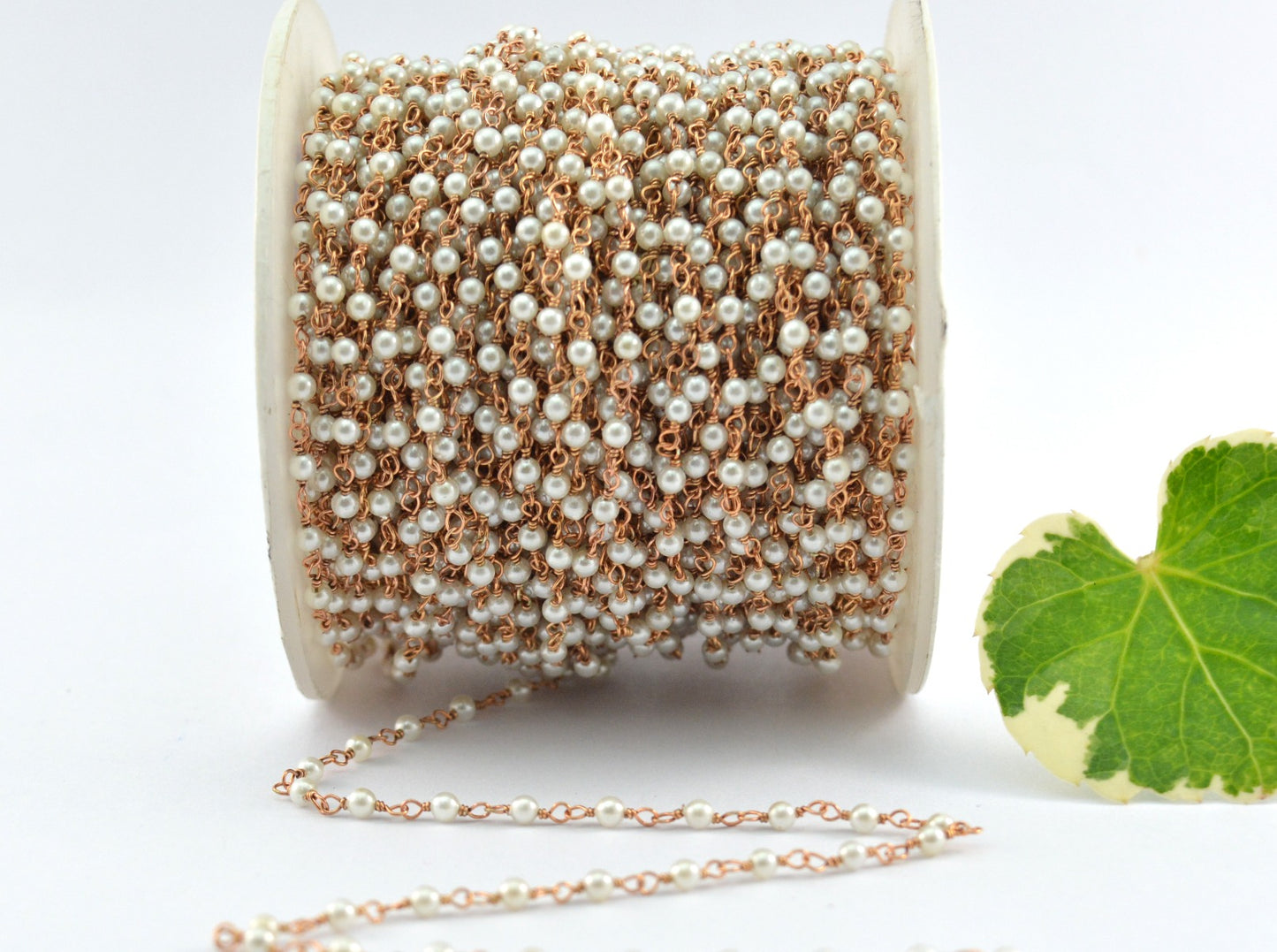 Unique 925 Silver Gold Rosary Chain - Pearl 2mm