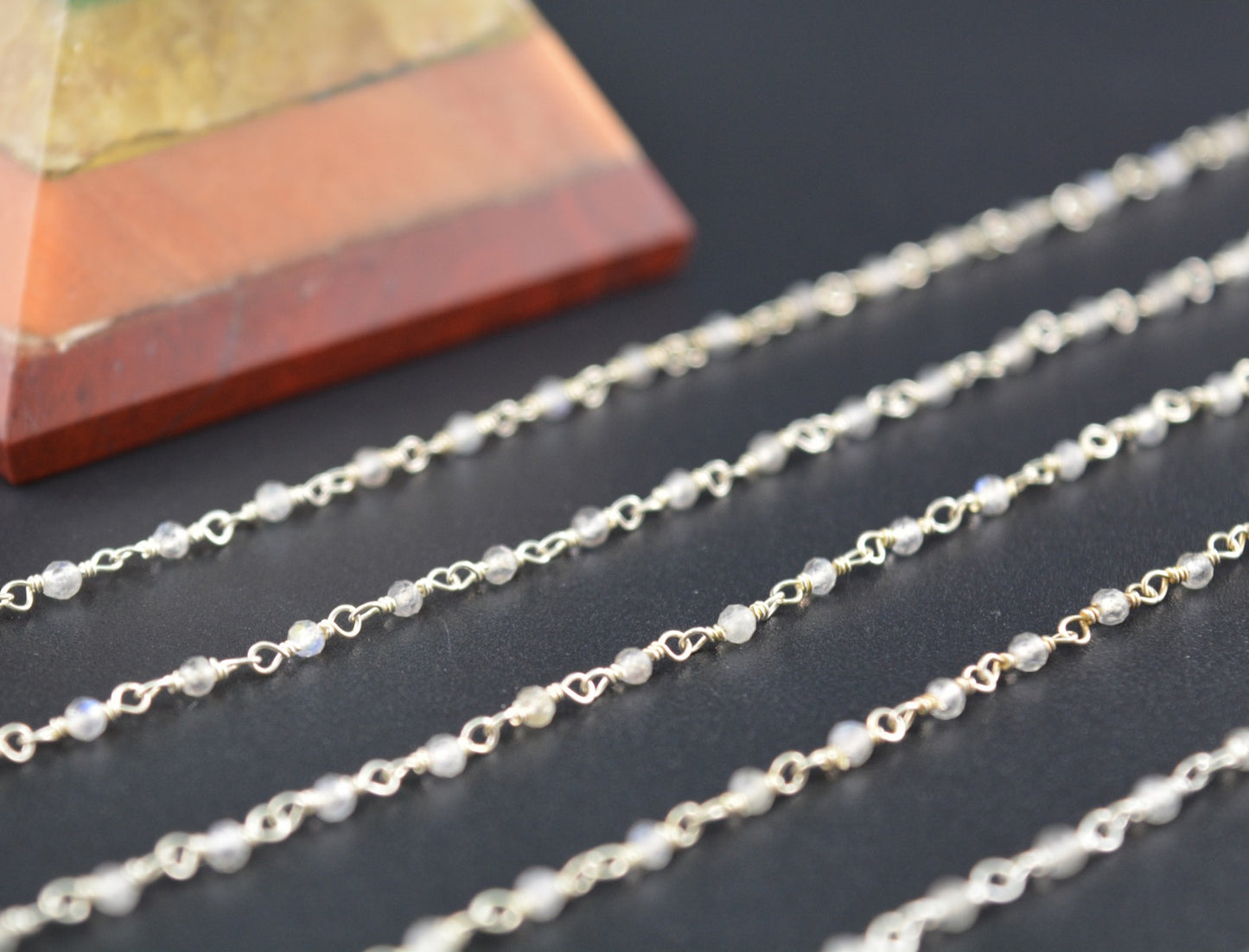 Beautiful Rosary Chain - Labradorite 925 Gold Silver 2mm