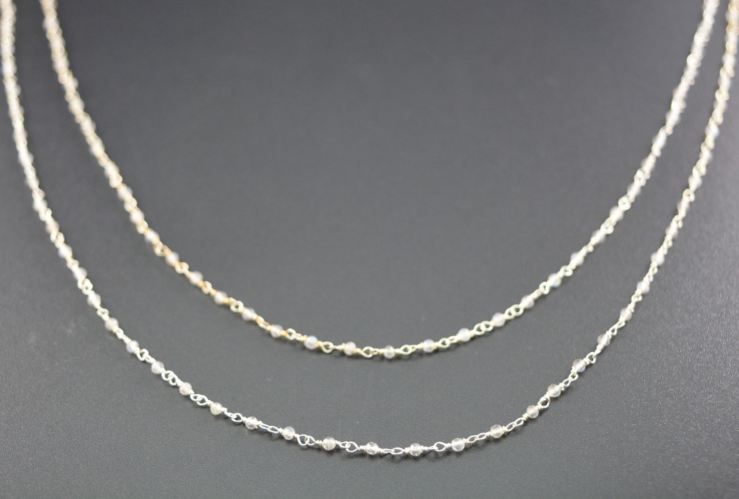 Beautiful Rosary Chain - Labradorite 925 Gold Silver 2mm