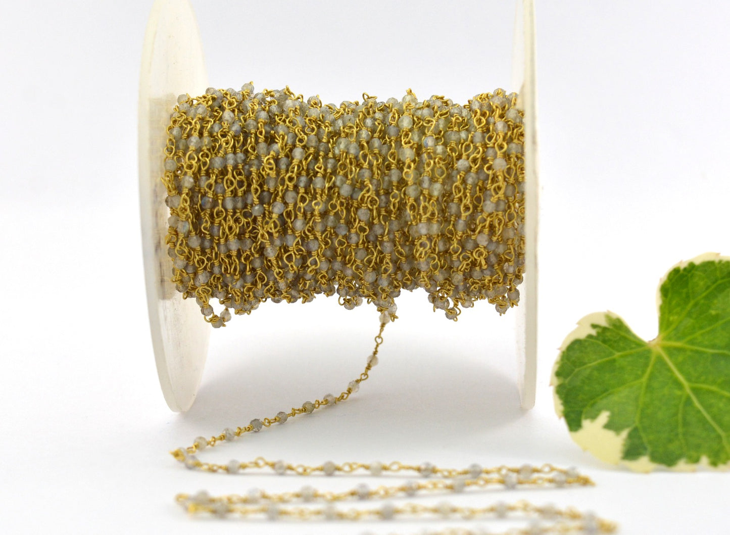 Beautiful Rosary Chain - Labradorite 925 Gold Silver 2mm