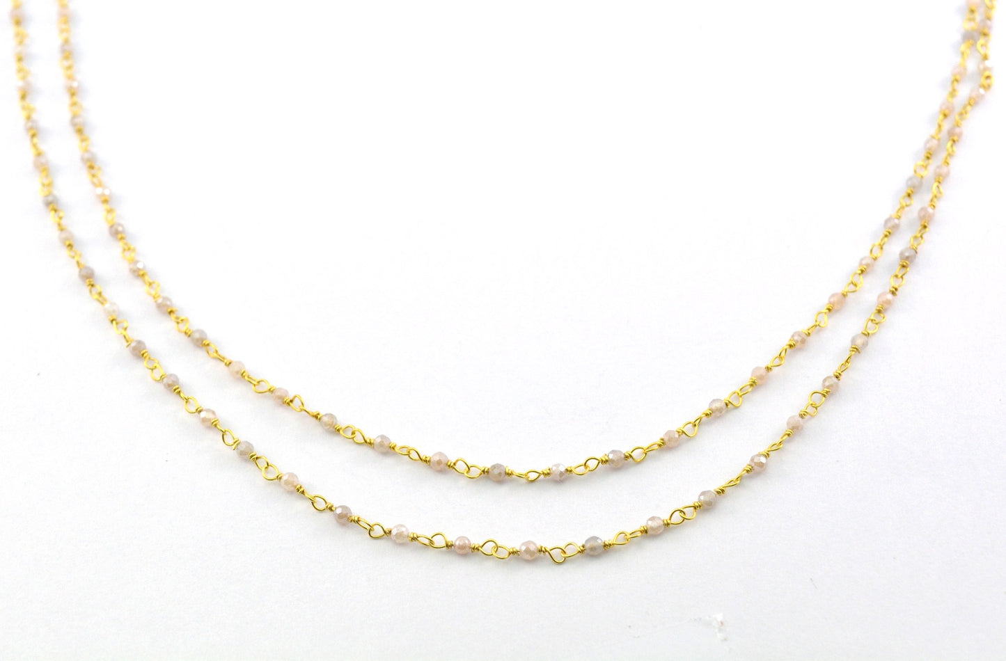 Labradorite Rosary Chain - 925 Silver Gold, 2mm