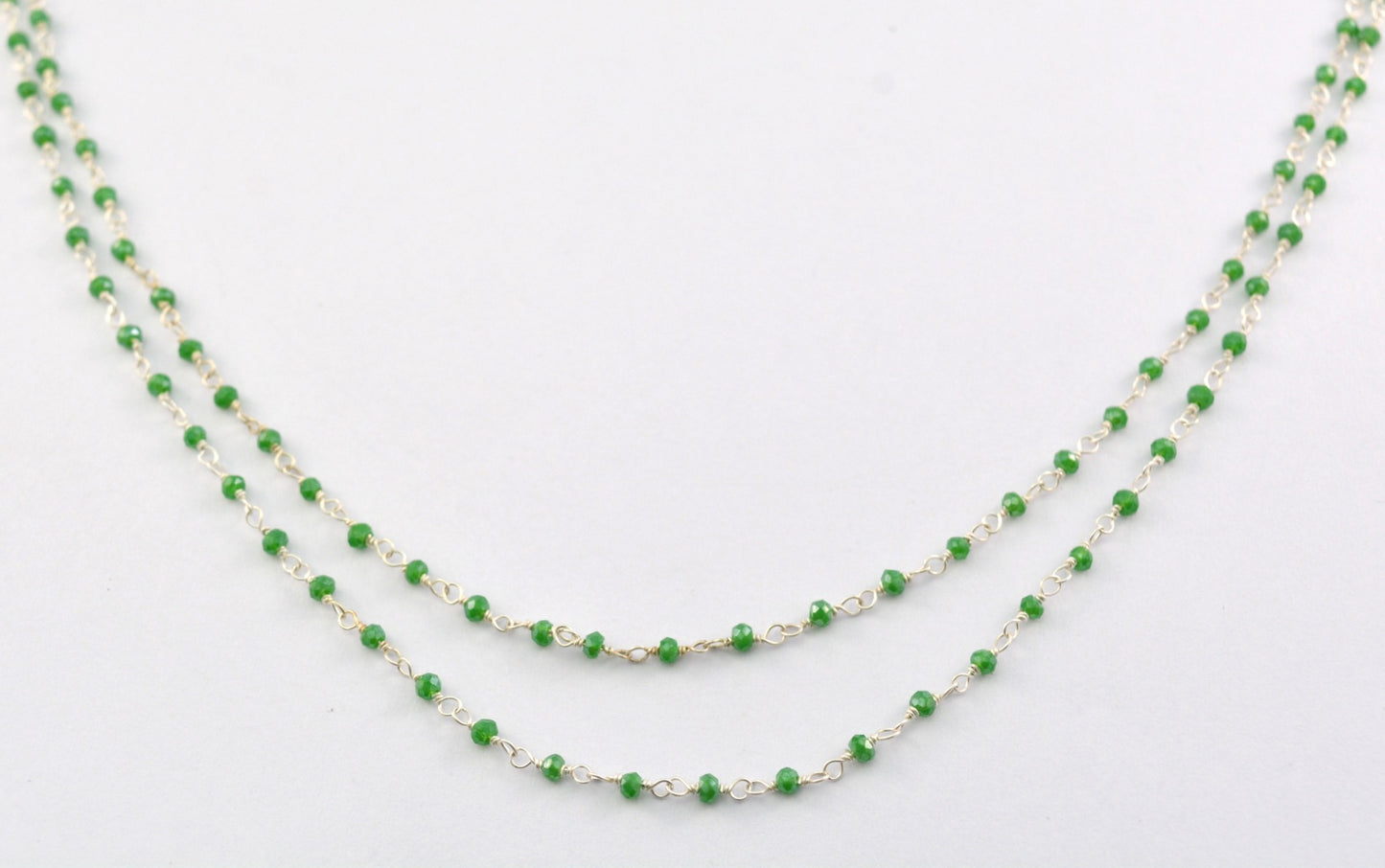 Trendy Rosary Chain - Chalcedony 925 Silver Gold 2mm