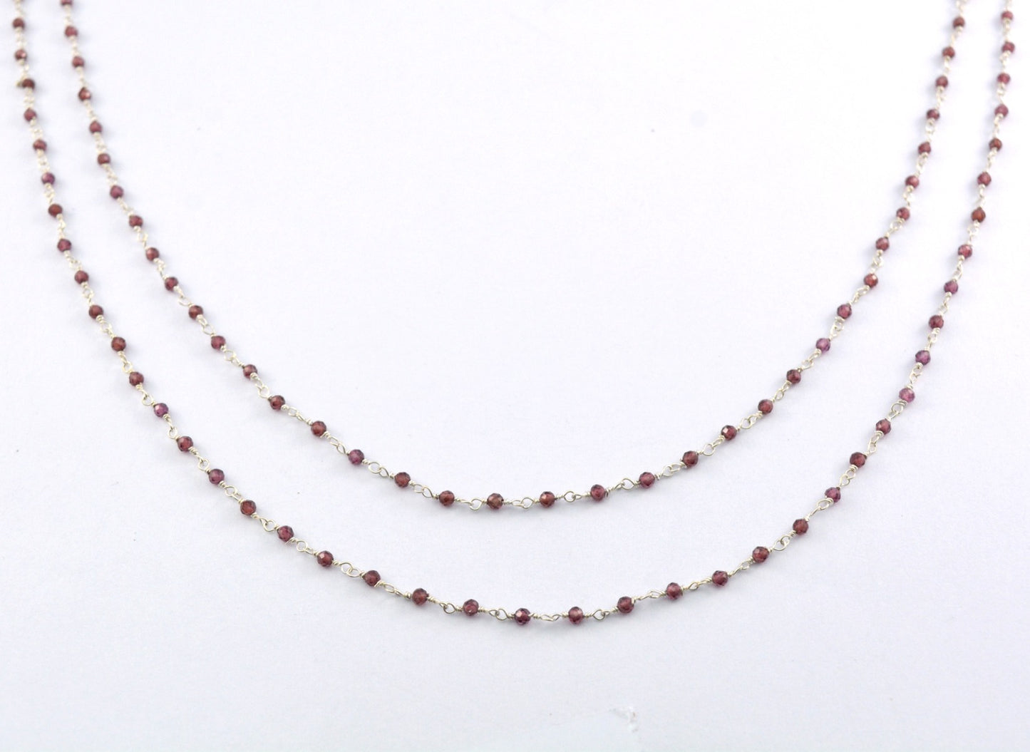 925 Silver Rosary Chain with Garnet - 2.00mm