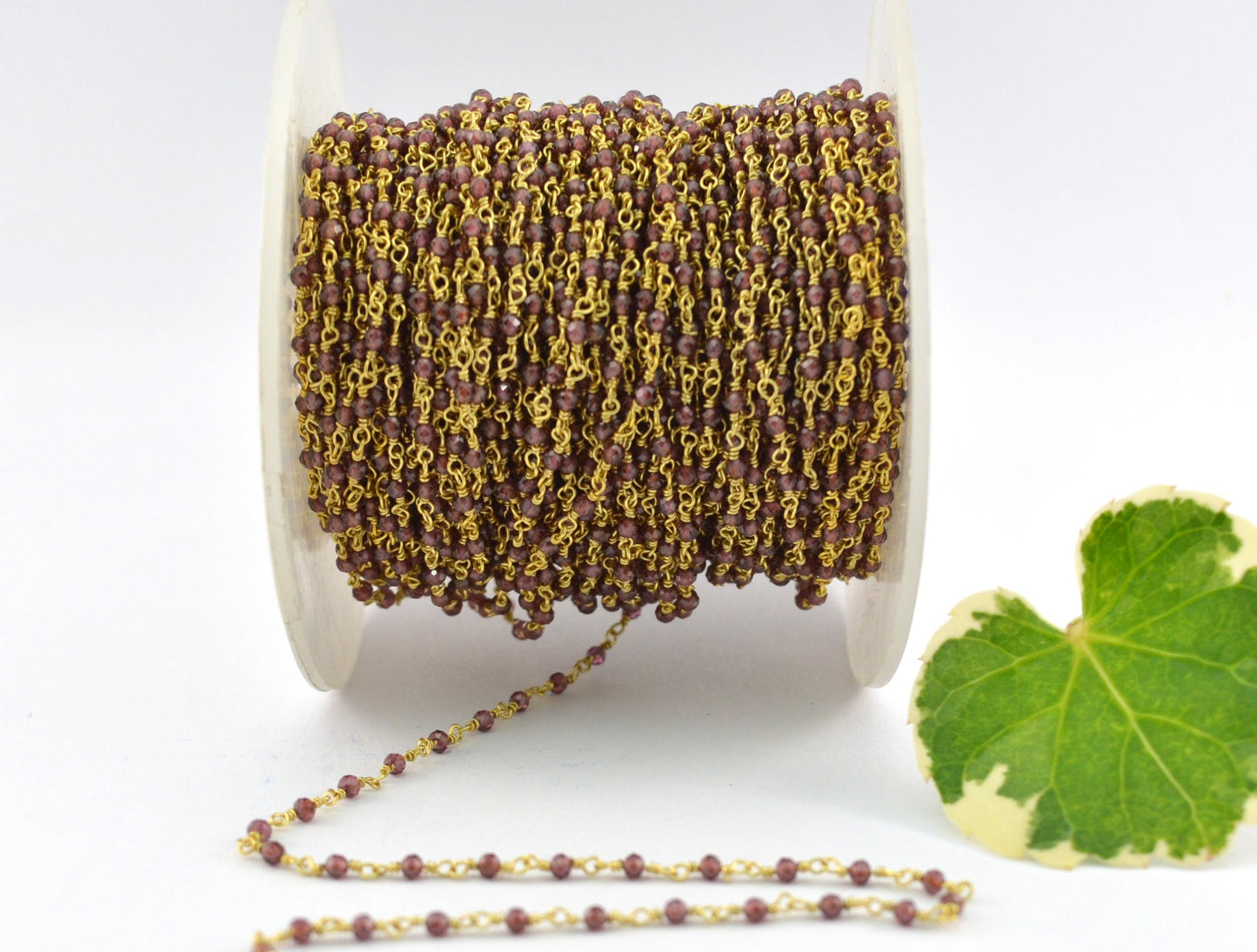 925 Silver Rosary Chain with Garnet - 2.00mm