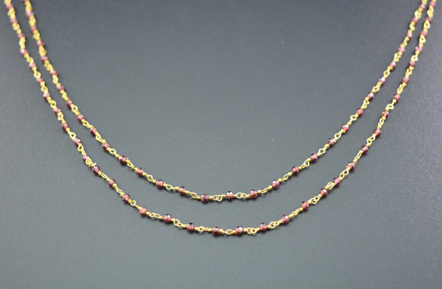 925 Silver Rosary Chain with Garnet - 2.00mm