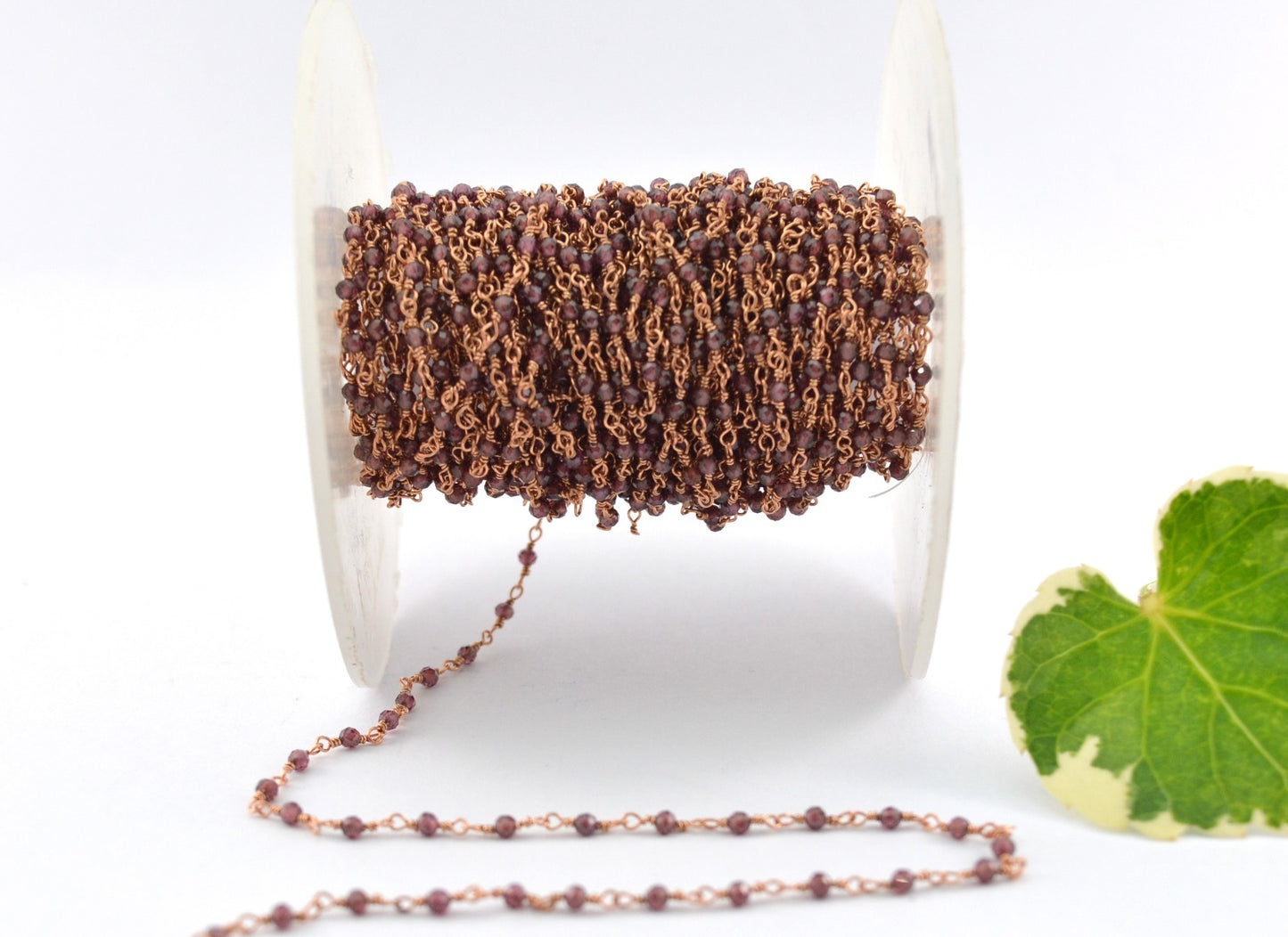 925 Silver Rosary Chain with Garnet - 2.00mm