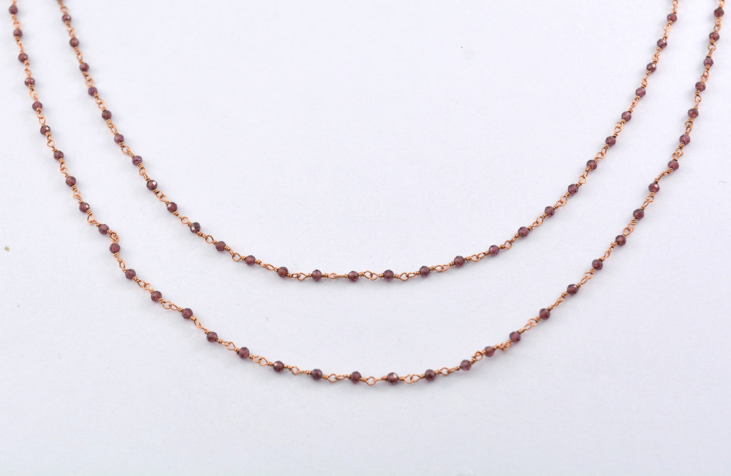 925 Silver Rosary Chain with Garnet - 2.00mm