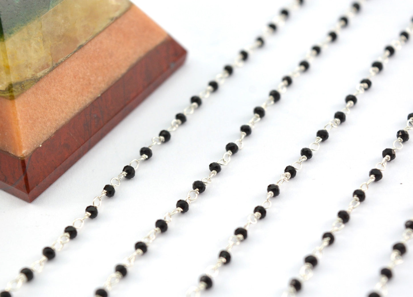 Elegant 925 Silver Gold Rosary Chain - Spinel 2mm