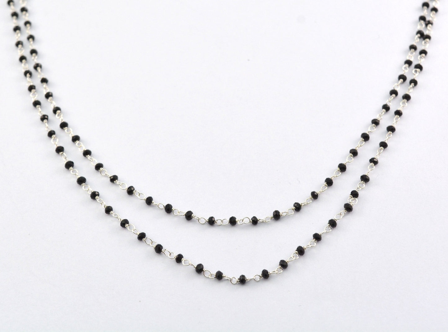 Elegant 925 Silver Gold Rosary Chain - Spinel 2mm